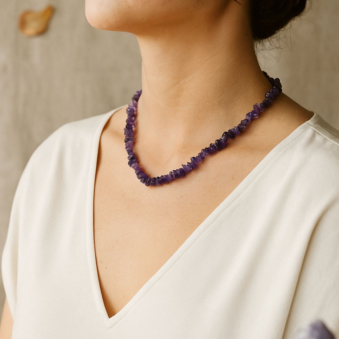 Collier baroque en Améthyste