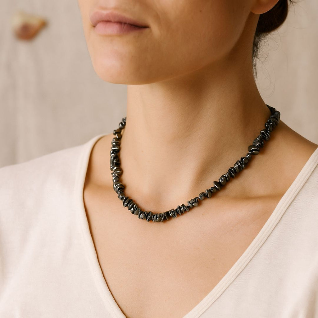 Collier baroque en Hématite