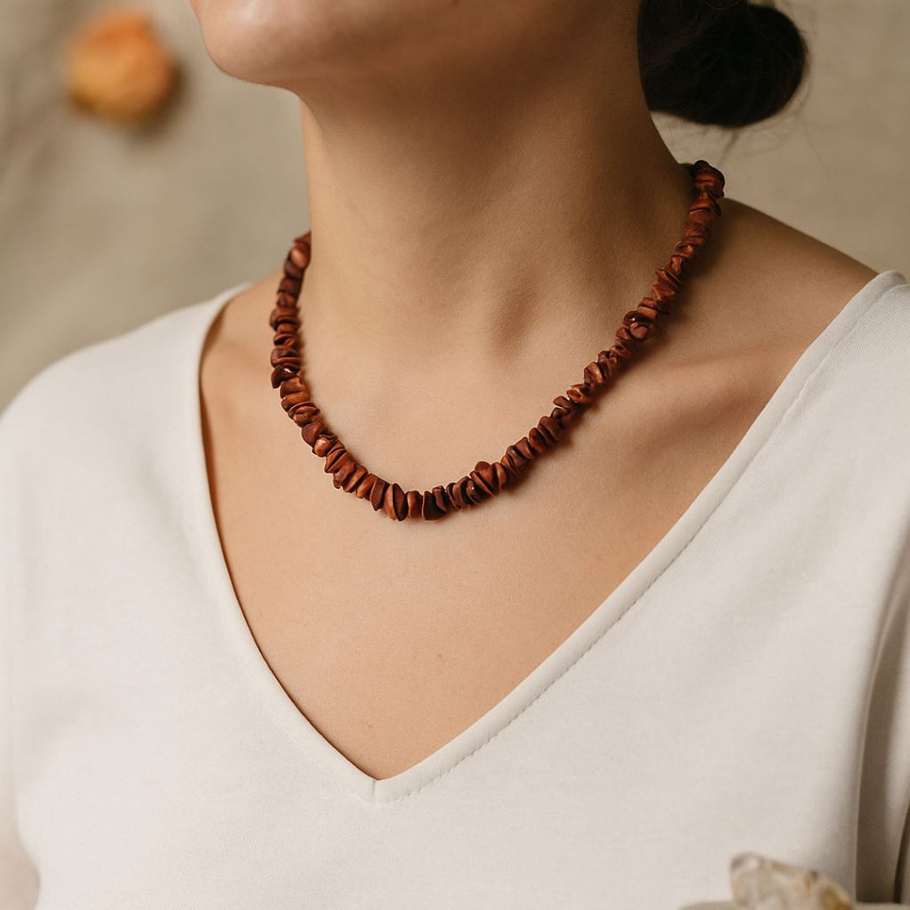 Collier baroque en Jaspe rouge