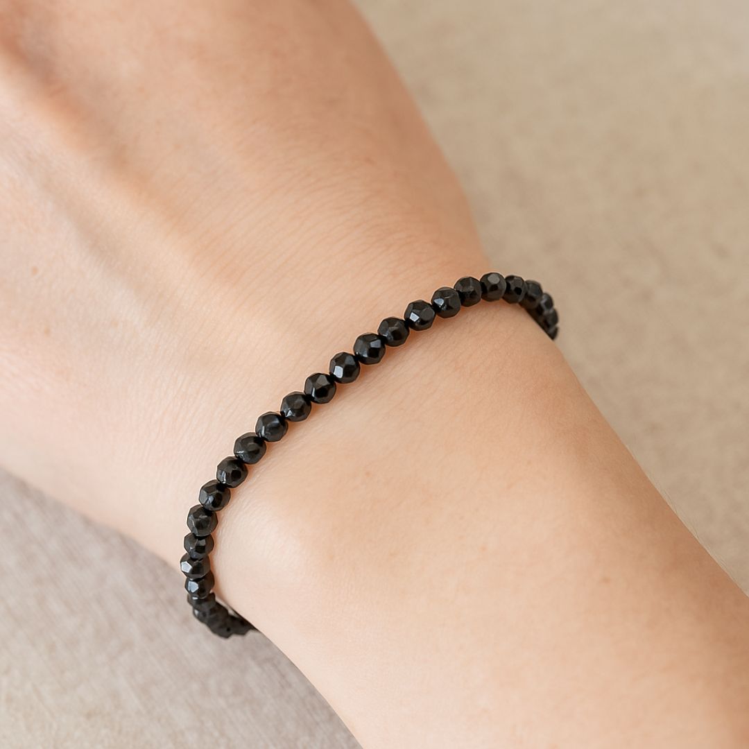 Bracelet facetté en Tourmaline noire