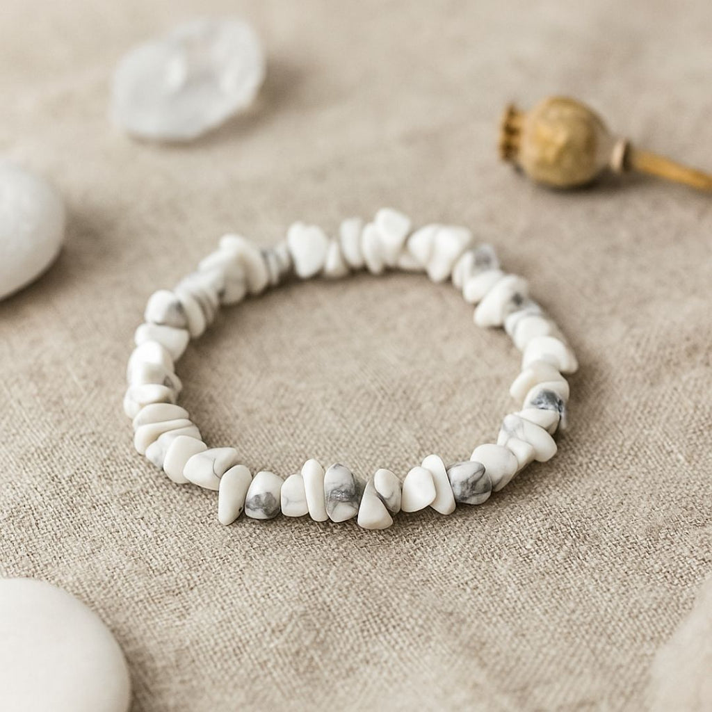 Bracelet baroque en Howlite blanche