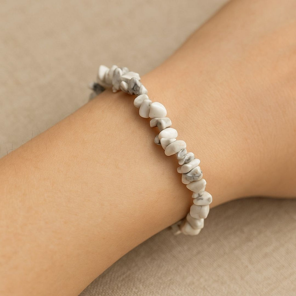 Bracelet baroque en Howlite blanche