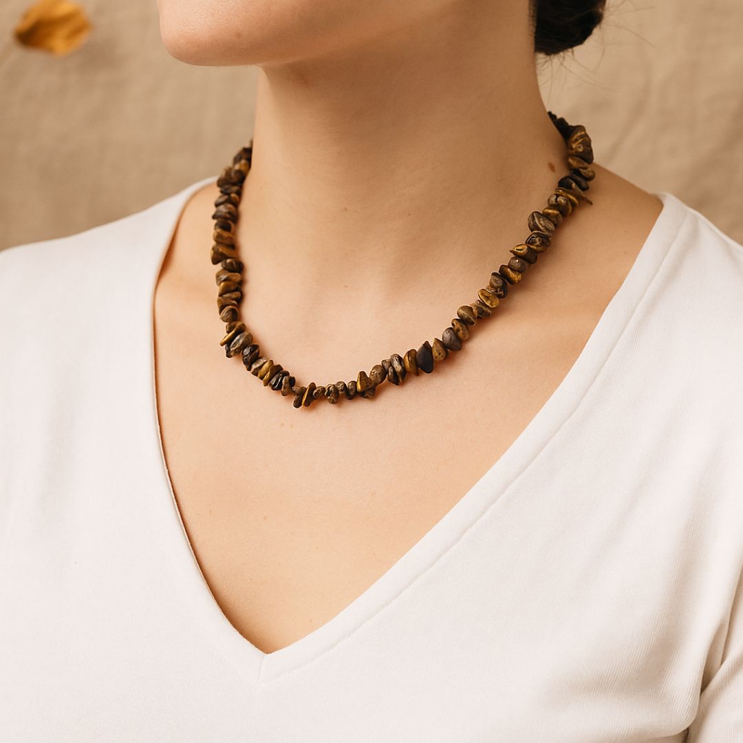 Collier baroque en Oeil de tigre