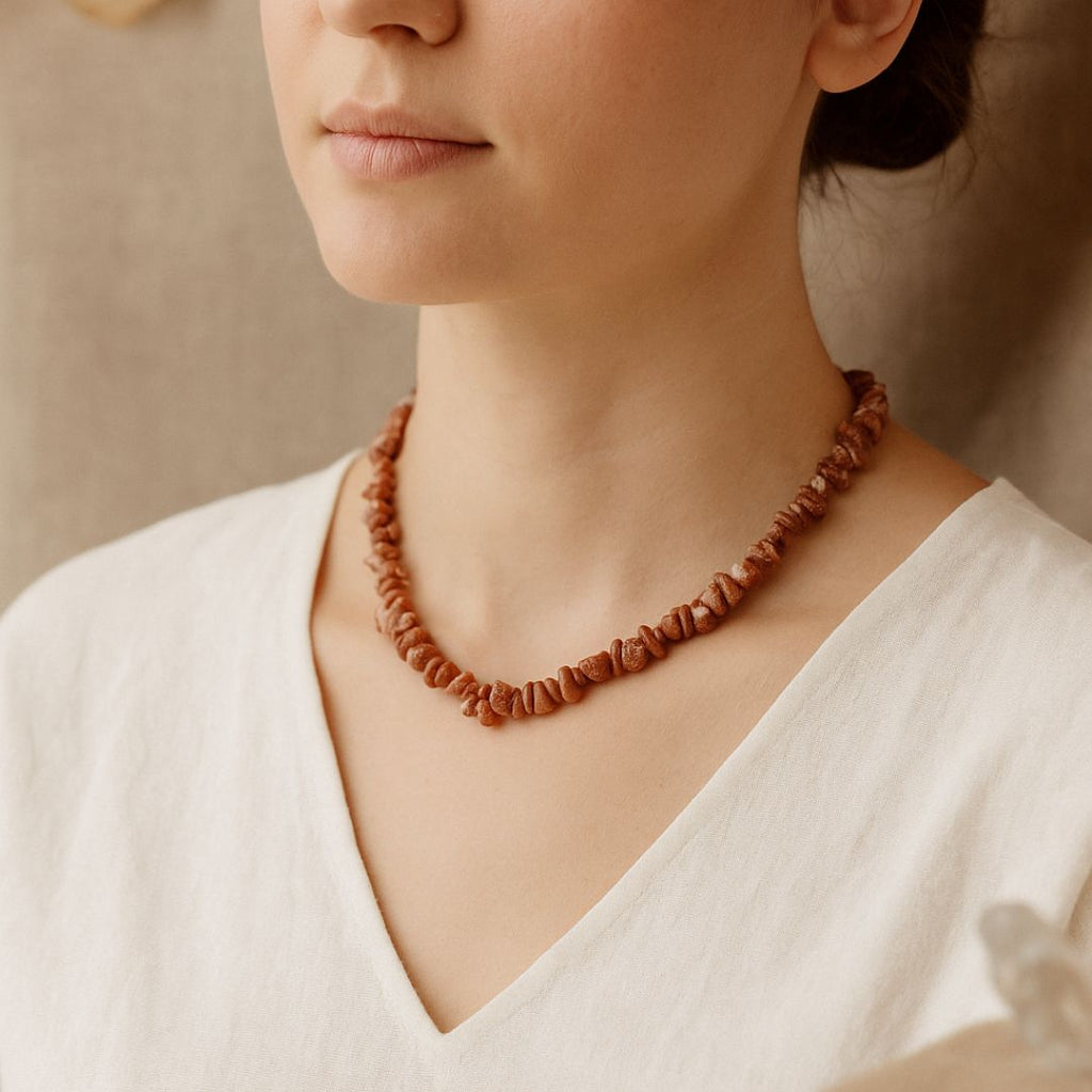 Collier baroque en Pierre de soleil de synthèse