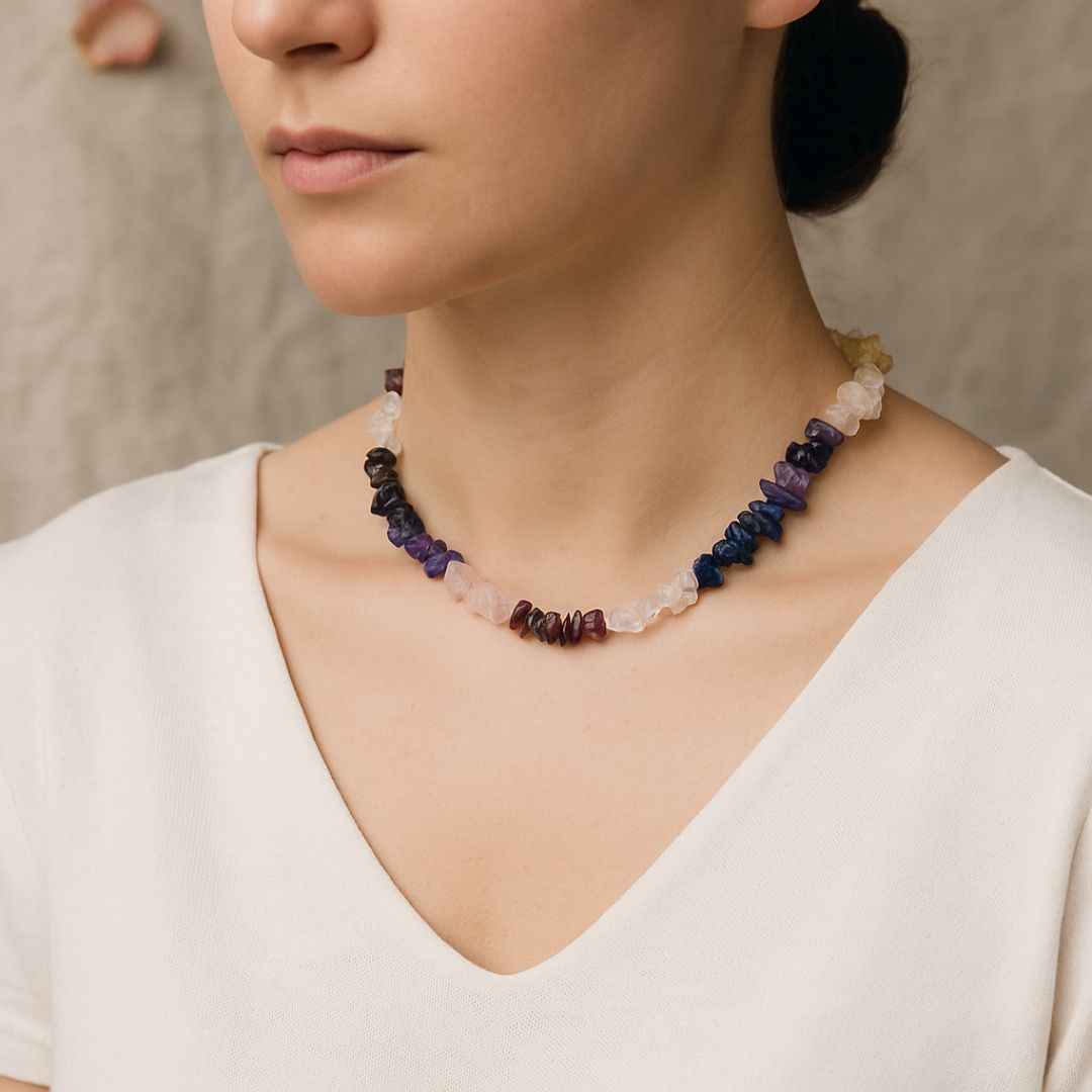 Collier baroque en pierres des 7 Chakras
