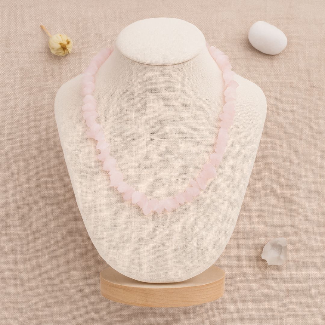 Collier baroque en Quartz rose