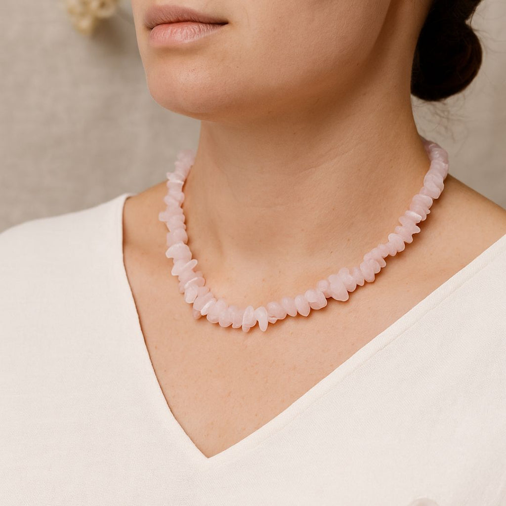 Collier baroque en Quartz rose