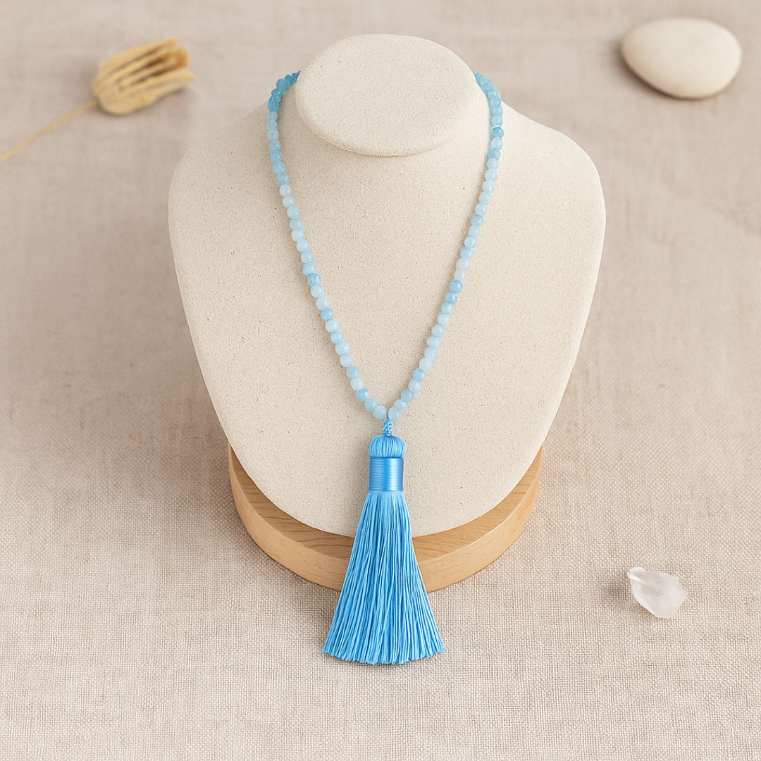 Collier Mala facetté en Aigue Marine