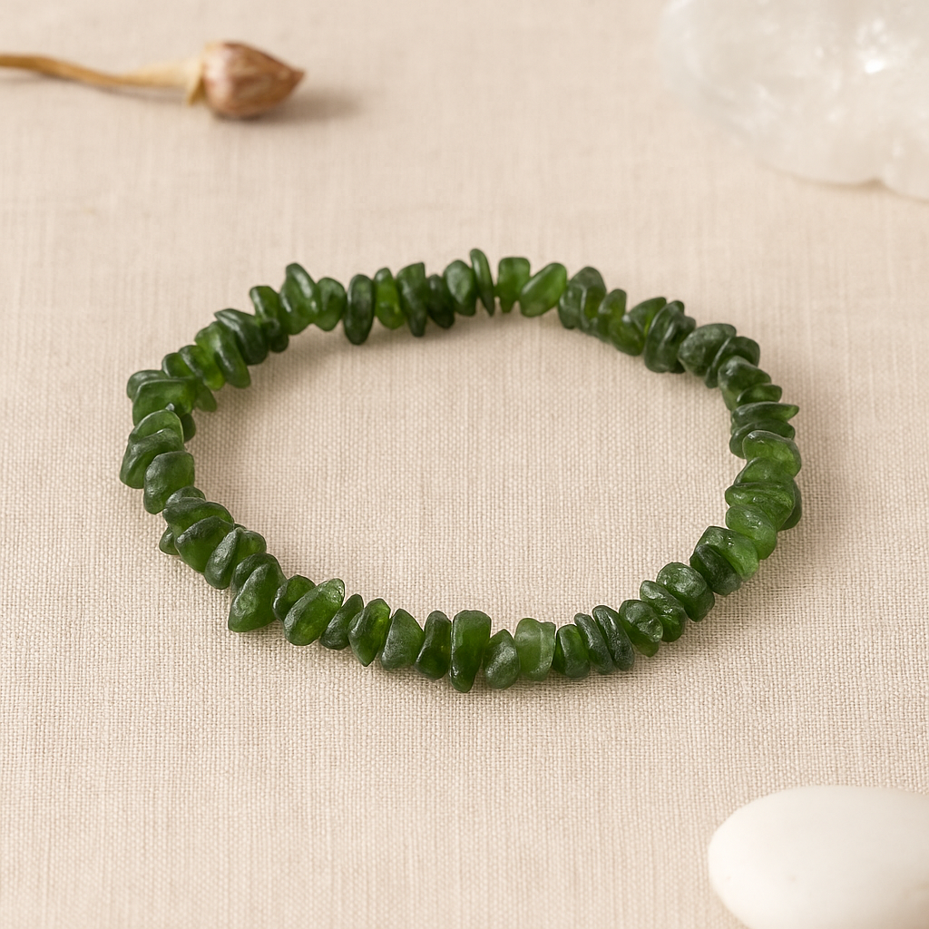 Bracelet baroque en Diopside vert