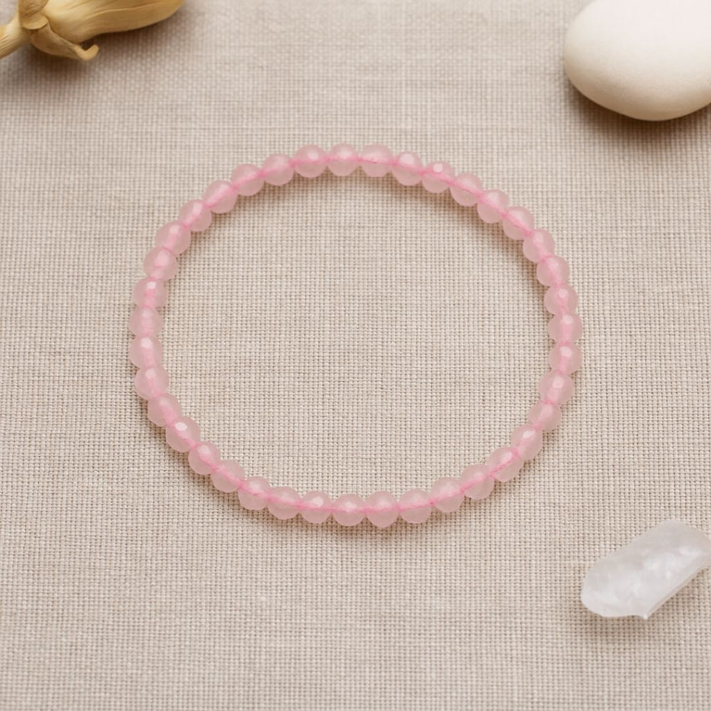Bracelet facetté en Quartz rose