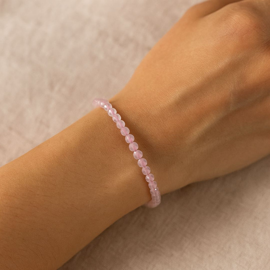 Bracelet facetté en Quartz rose