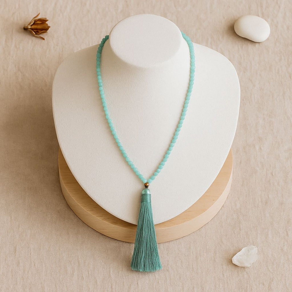Collier Mala facetté en Amazonite