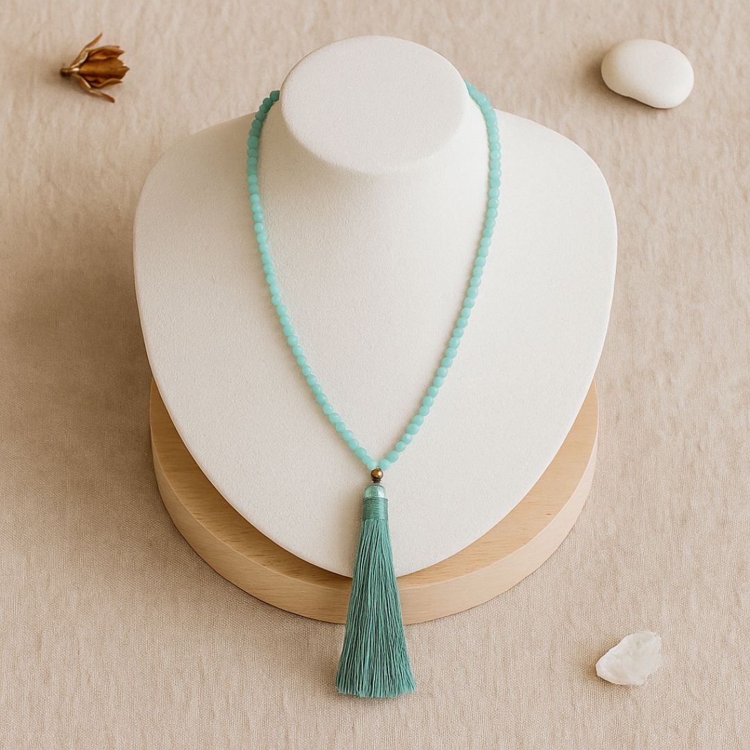 Collier Mala facetté en Amazonite