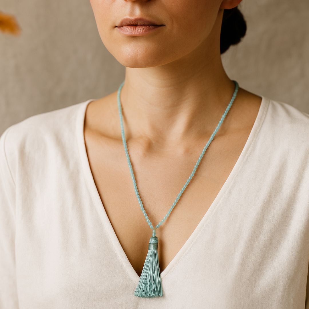 Collier Mala facetté en Amazonite