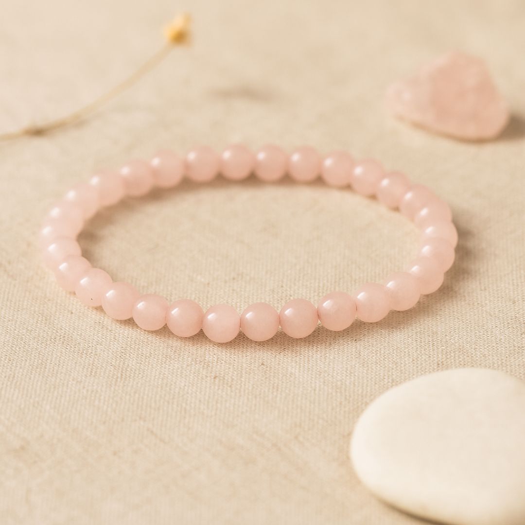 Bracelet en perles de Quartz rose