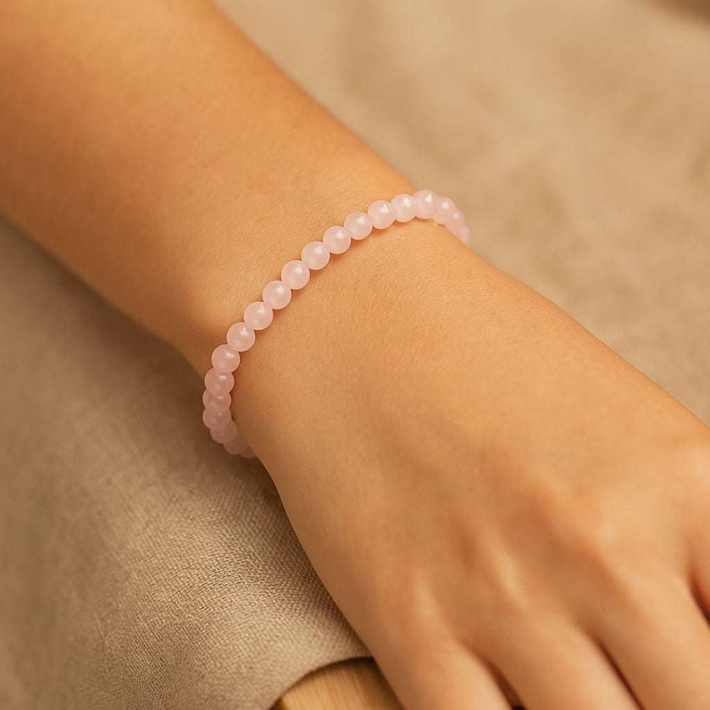 Bracelet en perles de Quartz rose
