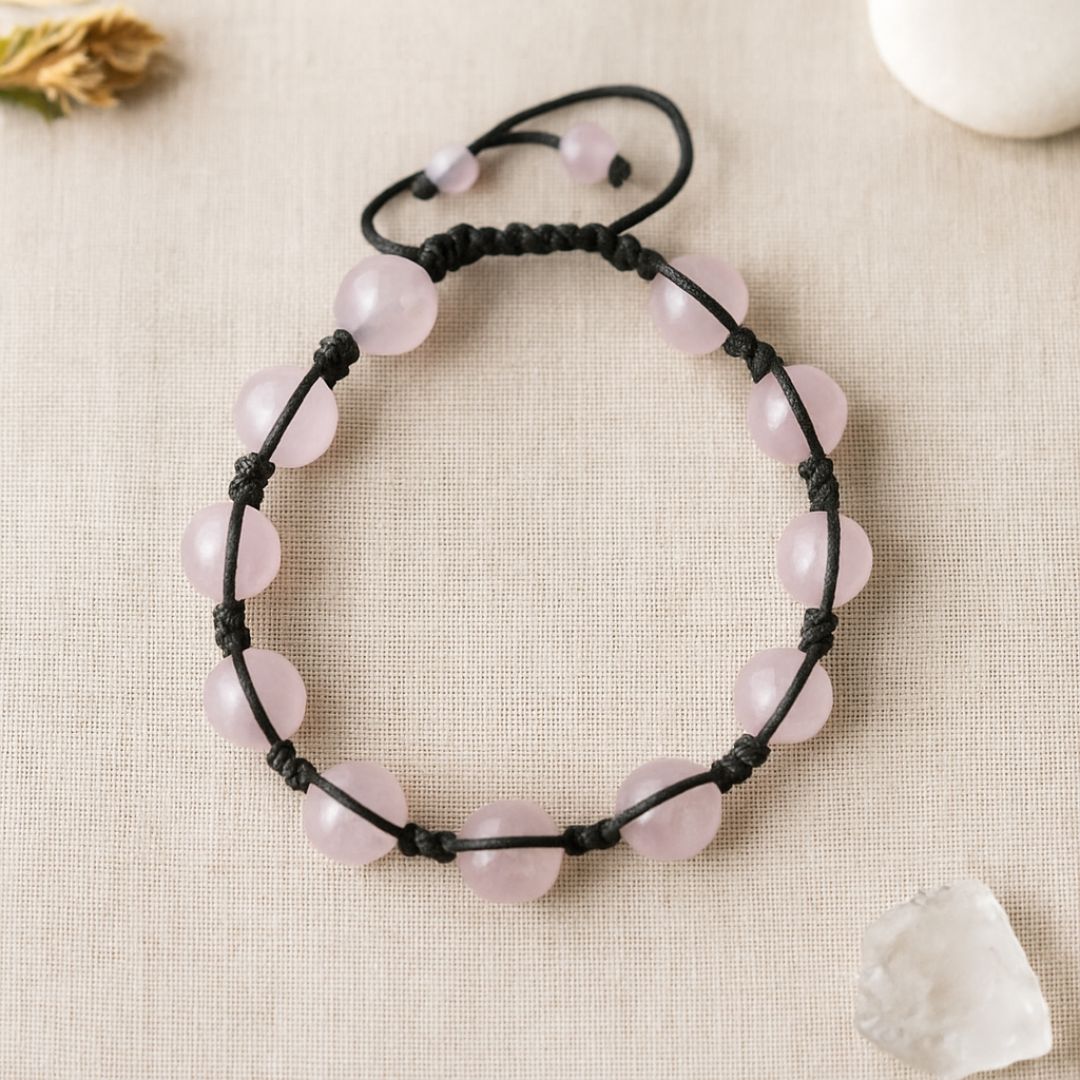 Bracelet Shamballa en Quartz rose