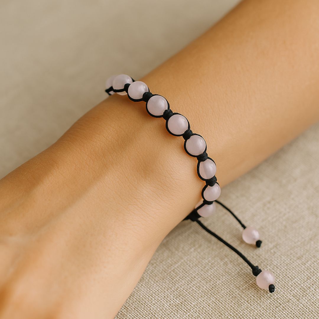 Bracelet Shamballa en Quartz rose