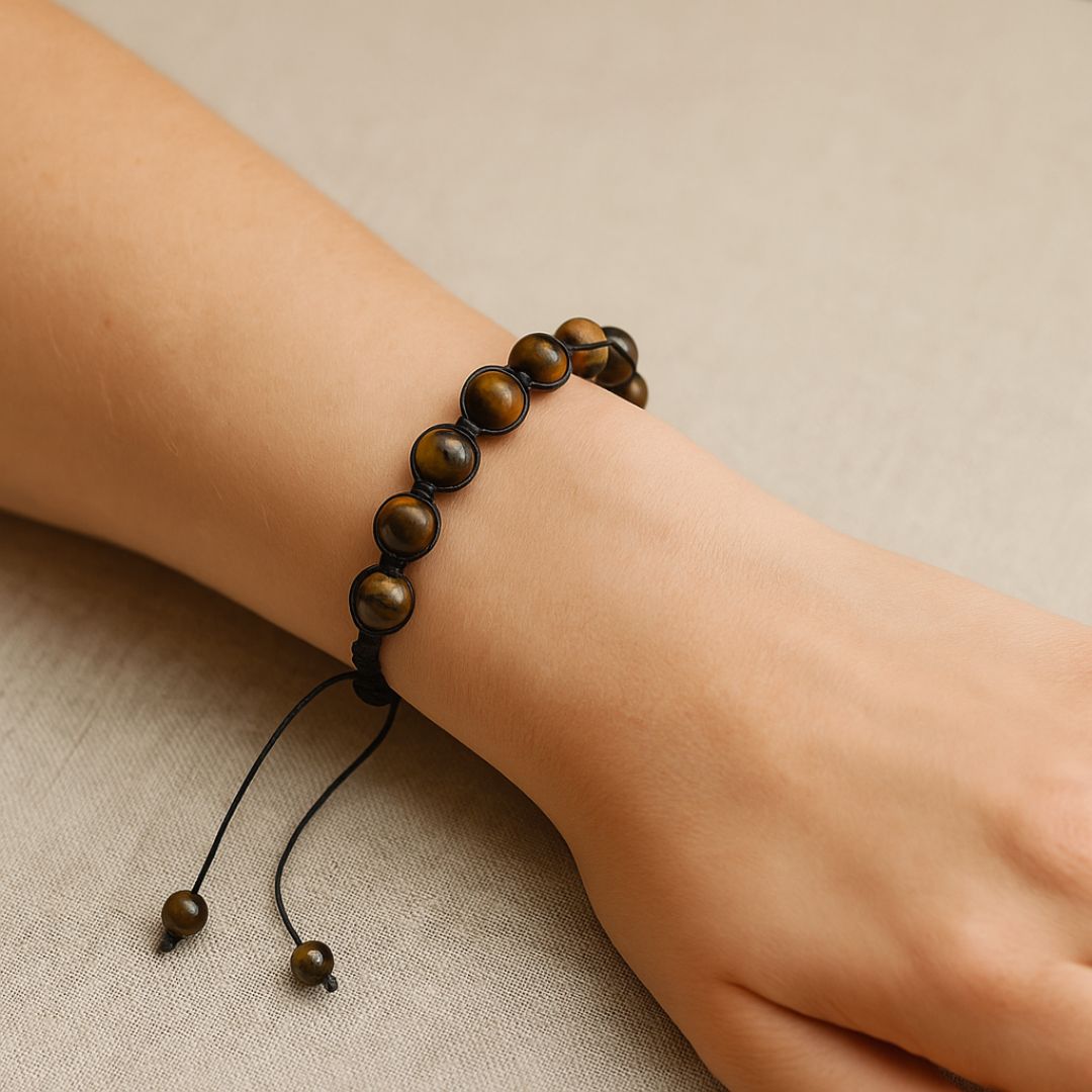 Bracelet Shamballa en Oeil de Tigre