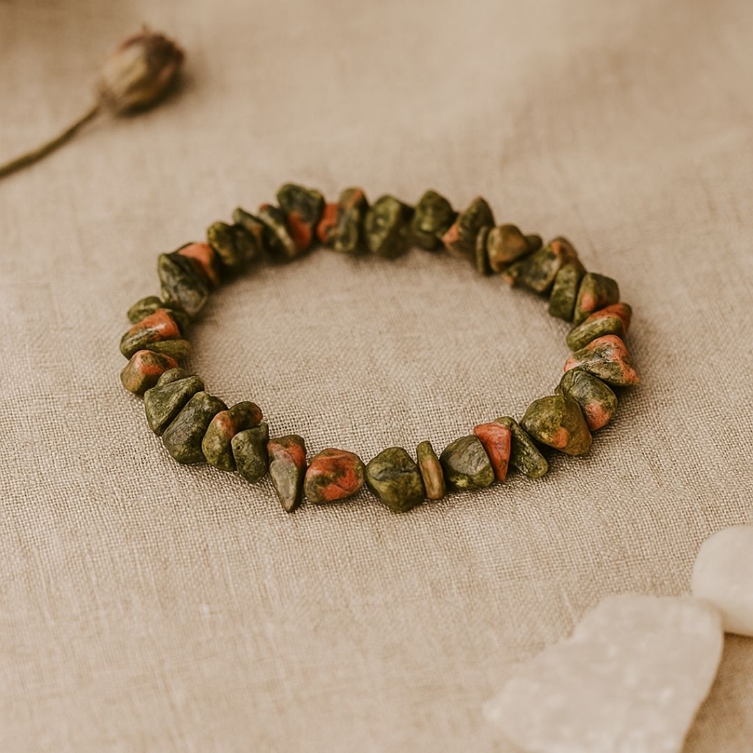 Bracelet baroque en Unakite