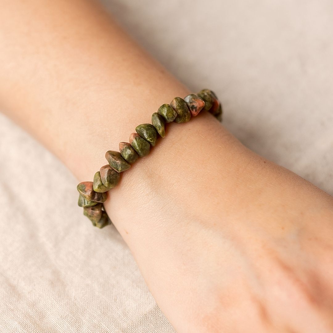 Bracelet baroque en Unakite